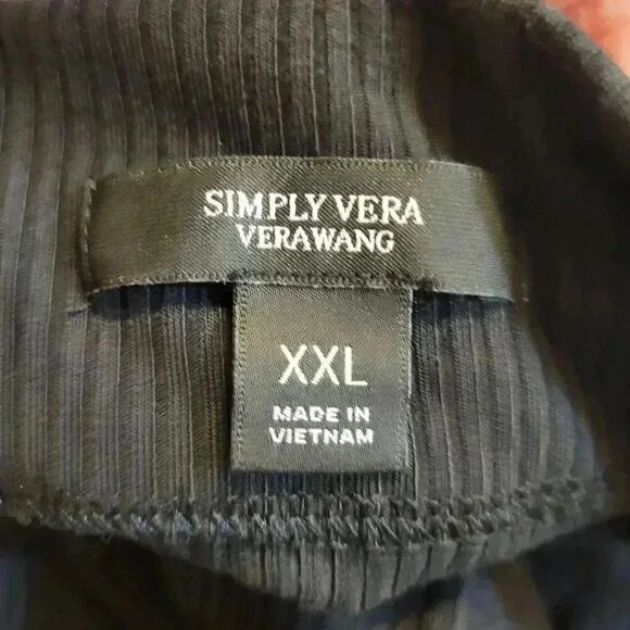Simply Vera Wang Women's Black Poly/Rayon/Spandex Ribbed Knit Mock Neck A-Line L - Picture 14 of 14